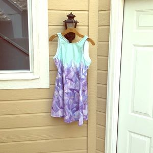 Geometrical Shift Dress- blue and purple